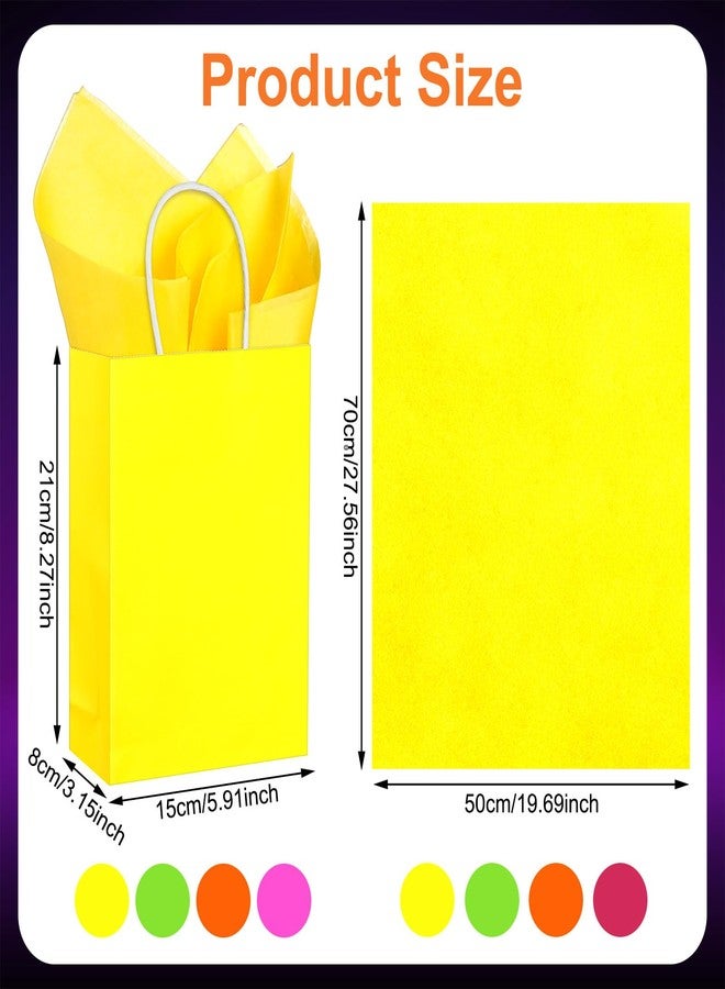 Sherr 24 Pieces Neon Gift Bags with Tissue Paper Rainbow Goodie Bags with Handles Small Party Favor for Birthday Wedding Celebrations - Image 2